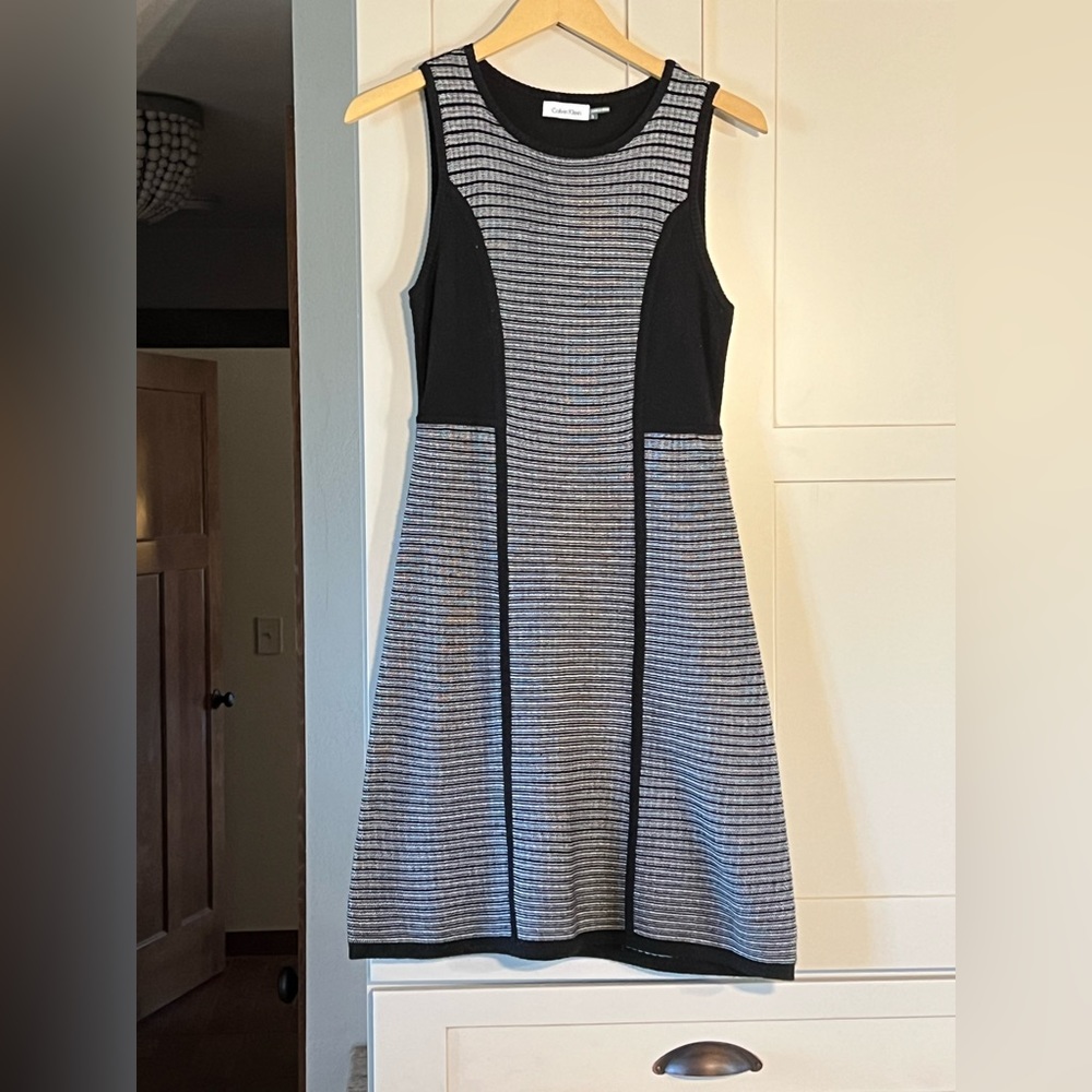 Calvin Klein black and white jumper type dress, size S